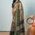 Green elegant printed georgette saree with blouse piece