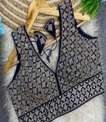 Royal blue heavy embroidered silk bridal blouse | designer sequin work readymade saree blouse for women