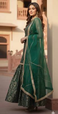 The Emerald Mughal-Print Banarasi Brocade Sharara Set 2