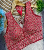 Coral pink heavy embroidered silk bridal blouse | designer sequin work readymade saree blouse for women