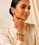 Dual tone heart stretch bracelet
