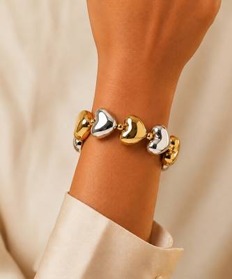 Dual tone heart stretch bracelet 2