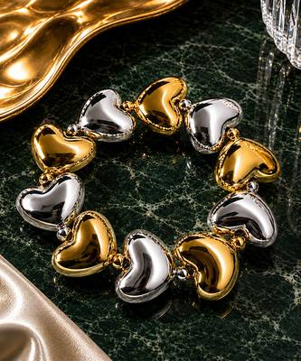 Dual tone heart stretch bracelet 3
