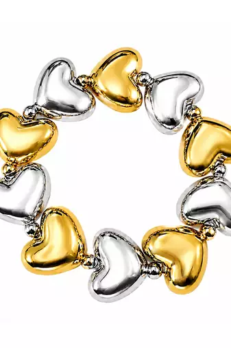 Dual tone heart stretch bracelet
