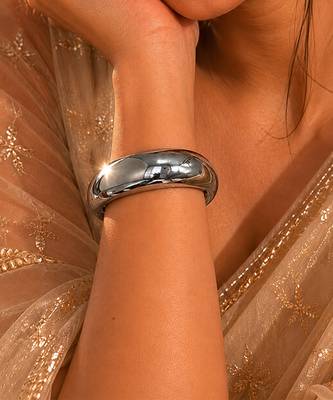Silver metallic hinged cuff bangle 2