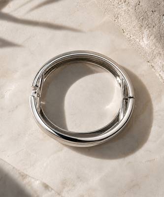 Silver metallic hinged cuff bangle 3