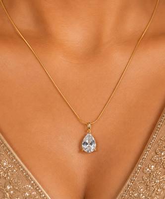 Gold plated white stone pendant necklace 2