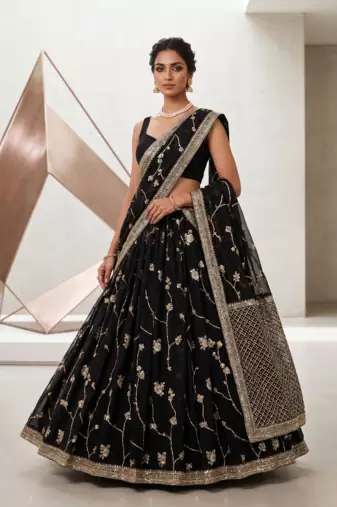 Royal Black Designer Lehenga Choli with Heavy Embroidery