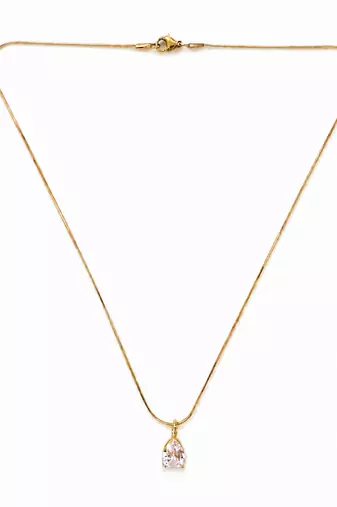 Gold plated white stone pendant necklace