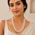 Double strand white beige pearl necklace