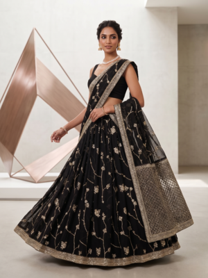 Royal Black Designer Lehenga Choli with Heavy Embroidery 2