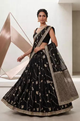 Royal Black Designer Lehenga Choli with Heavy Embroidery