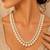 Double strand white beige pearl necklace
