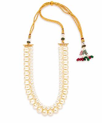 Double strand white beige pearl necklace 4