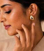 Metallic gold high polish huggie hoops earrings