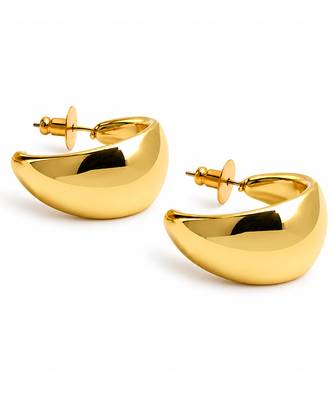 Metallic gold high polish huggie hoops earrings 4
