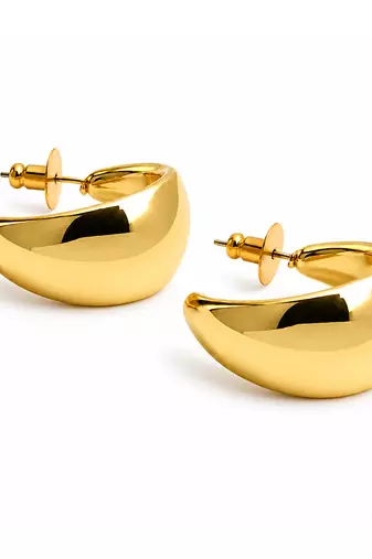 Metallic gold high polish huggie hoops earrings