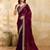 Maroon Satin Embroidery Sequence Work Saree with Unstitch Blouse Piece For Women