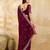 Maroon Satin Embroidery Sequence Work Saree with Unstitch Blouse Piece For Women