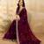 Maroon Satin Embroidery Sequence Work Saree with Unstitch Blouse Piece For Women