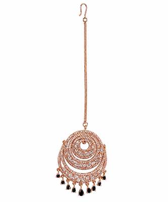 Rose gold black drops maang tikka 4
