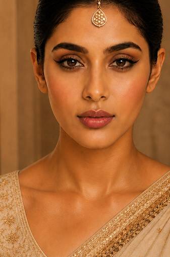 Gold pearl chain kundan teardrop maang tikka