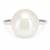 Silver metallic opal white pearl adjustable ring