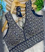 Navy blue heavy embroidered silk bridal blouse for women | designer sequin work readymade saree blouse