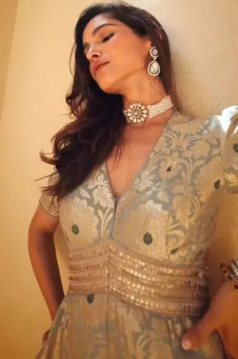 Banarasi Brocade Jumpsuit | Pista Gold Party Wear Ethnic Suit