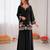 Black reyon satin thread work plazzo suit