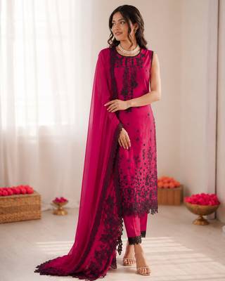 Rani pink roman silk thread with sequence salwar suit 2