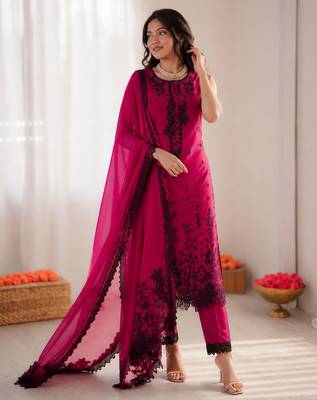 Rani pink roman silk thread with sequence salwar suit 3