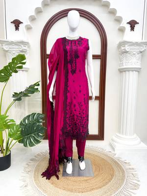 Rani pink roman silk thread with sequence salwar suit 4