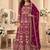 Rani pink  georgette embroidered anarkali gown with chinon dupatta