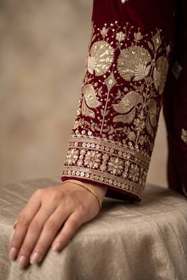 Rani pink  georgette embroidered anarkali gown with chinon dupatta 4
