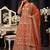 Orange  georgette embroidered anarkali gown with chinon dupatta