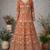 Orange  georgette embroidered anarkali gown with chinon dupatta