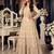 Cream  georgette embroidered anarkali gown with chinon dupatta