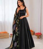 Black crepe silk thread with sequence salwar suit