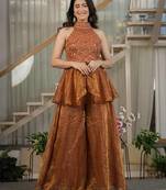 Brown classy fandy top sharara
