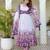 Lavender floral print anarkali suit with matching dupatta