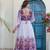 Lavender floral print anarkali suit with matching dupatta
