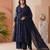 Ethnic navy blue anarkali with matching dupatta