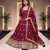 Elegant maroon flared anarkali dress with heavy border dupatta