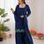 Blue american silk thread with sequence farshi plazzo suit