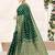 Dark Green woven banarasi silk blend saree with blouse