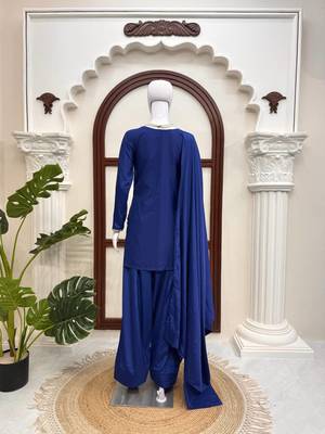 Blue american silk thread with sequence farshi plazzo suit 4