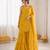 Yellow chinon silk threadd work sharara suit