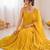 Yellow chinon silk threadd work sharara suit