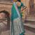 Aqua blue art silk saree with blouse piece